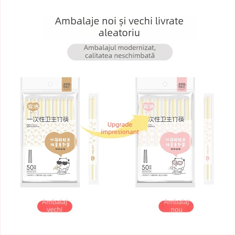 Bețișoare de unică folosință din bambus, ambalare individuală, tacâmuri igienice pentru acasă