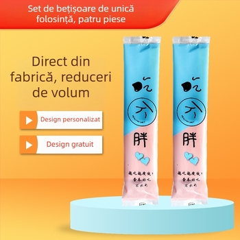 Set de bețișoare din bambus, de unică folosință, cu boluri, pentru restaurante - patru piese
