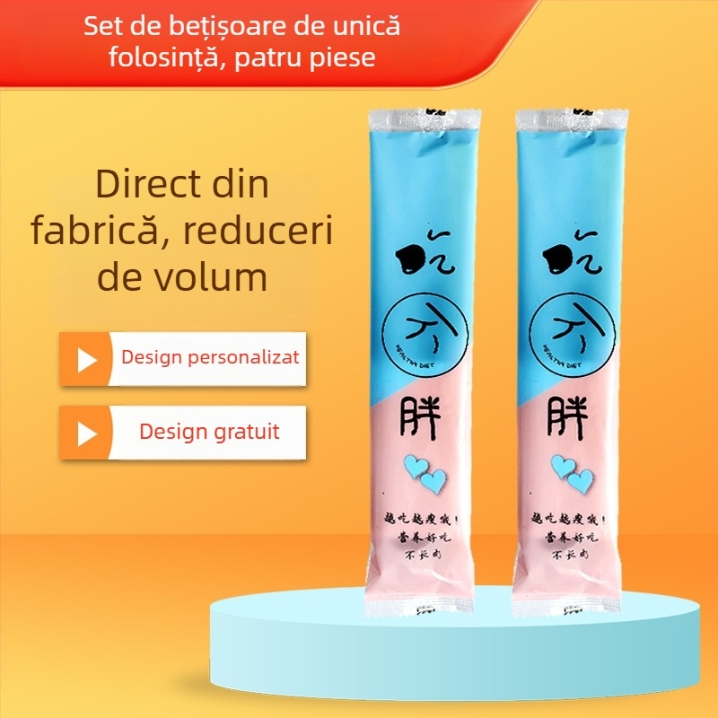 Set de bețișoare din bambus, de unică folosință, cu boluri, pentru restaurante - patru piese