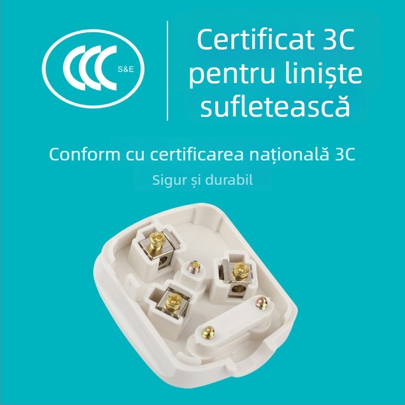 Conector de alimentare 16A cu cablu detașabil, standard național 220V, priză triunghiulară, 10A cu 3 pini, en gros