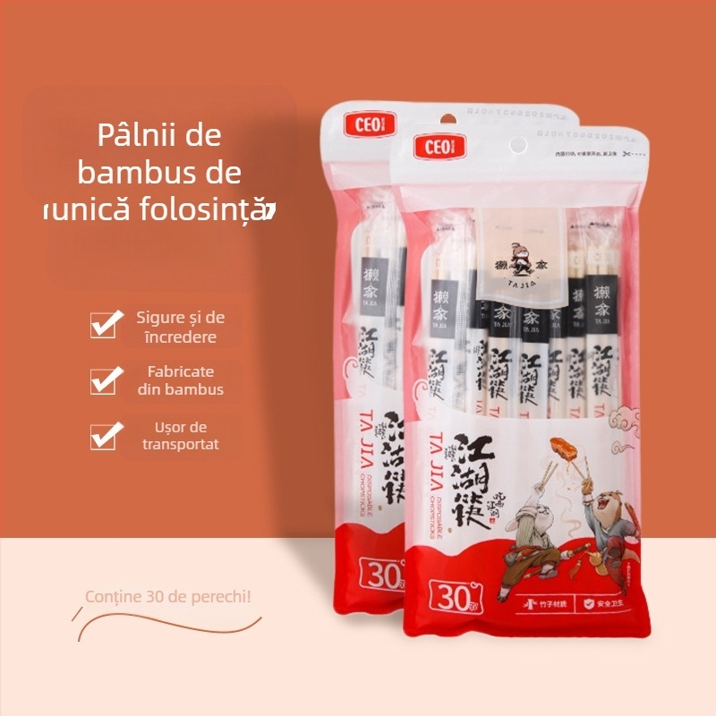 Bețișoare de bambus de unică folosință, ambalate individual, din material alimentar, pentru restaurante, pentru livrări și uz casnic, igienice