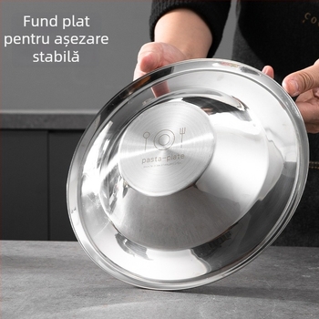 Farfurie rotundă din oțel inoxidabil 304, stil italian, adâncă, formă de pălărie, 9 inch, pentru hoteluri