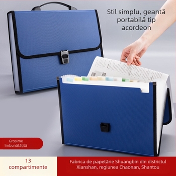 Dosar acordeon studențesc portabil pentru documente și lucrări, organizare pe mai multe niveluri, dosar A4 PP
