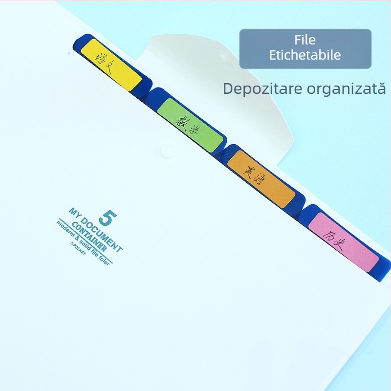 Olga Plic A4 cu 5 compartimente, organizator PP pentru documente, dosar de birou, dosar pentru lucrări și dosare medicale