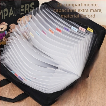 Organizator A4 tip acordeon, 26 compartimente, capacitate mare, pentru gimnaziu și liceu