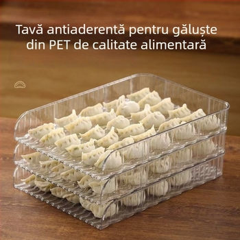 Capac transparent antiaderent pentru găluște, cutie pentru frigider, tavă de găluște stivabilă, organizator de bucătărie gros