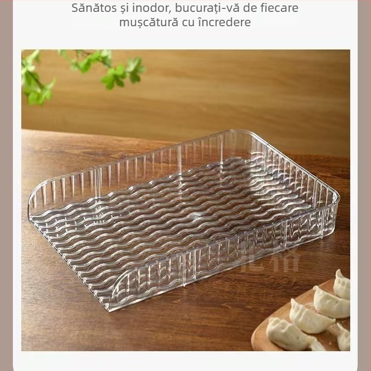 Capac transparent antiaderent pentru găluște, cutie pentru frigider, tavă de găluște stivabilă, organizator de bucătărie gros