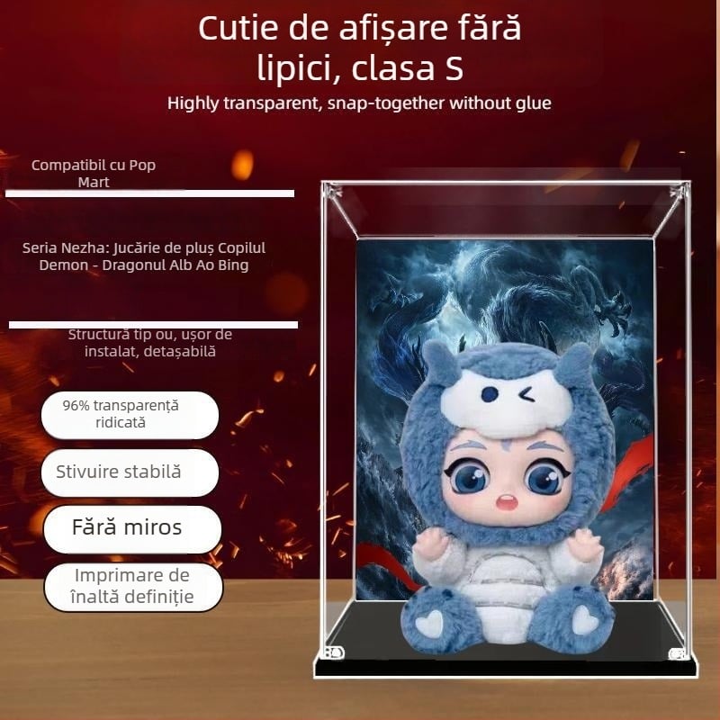 Cutie de afișaj din acril pentru figuri din vinil Nezha și Ao Bing – protecție împotriva prafului