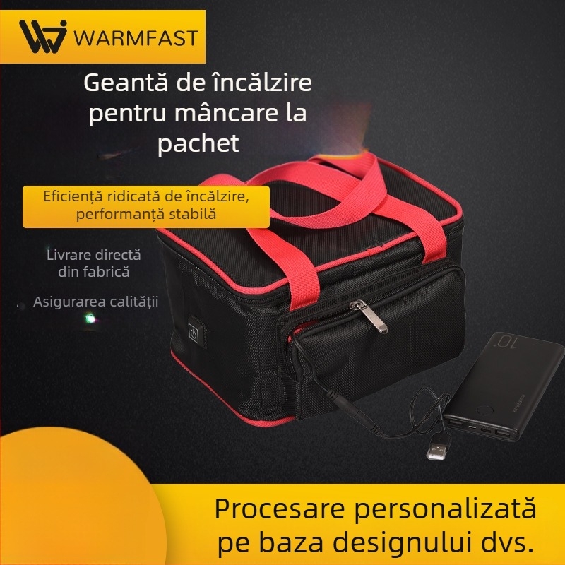 Sac de prânz încălzit portabil cu USB 5V/7.4V, pentru mașină, birou și exterior