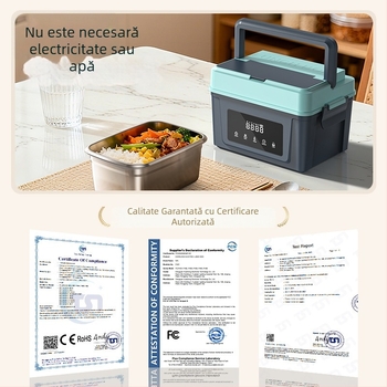 Cutie de prânz izolată, cu încărcare wireless, pentru studenți și angajați, cutie de prânz inteligentă, portabilă, încălzire fără apă