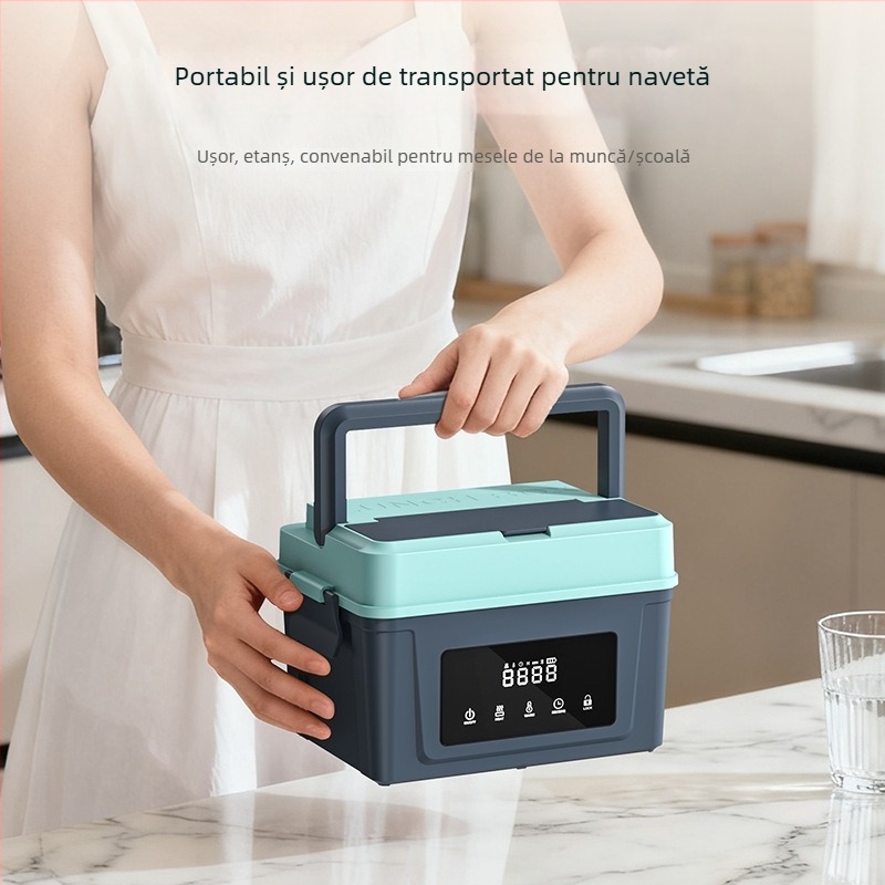 Cutie de prânz izolată, cu încărcare wireless, pentru studenți și angajați, cutie de prânz inteligentă, portabilă, încălzire fără apă
