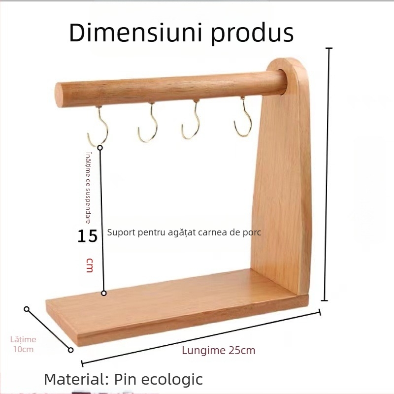 Set de masă pentru grătar în stil coreean – farfurie dreptunghiulară din lemn, suport auriu de montaj