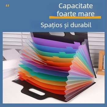 Dosar A4 acordeon, transparent, capacitate mare, cu mai multe compartimente, organizator pentru elevi pentru fișe de teste