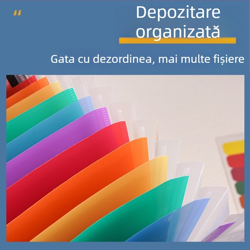 Dosar A4 acordeon, transparent, capacitate mare, cu mai multe compartimente, organizator pentru elevi pentru fișe de teste