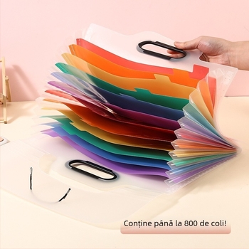 Dosar acordeon portabil pentru documente, în culori curcubeu, pentru birou și pentru elevi, organizator cu 13 compartimente, capacitate mare