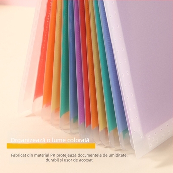 Dosar acordeon portabil pentru documente, în culori curcubeu, pentru birou și pentru elevi, organizator cu 13 compartimente, capacitate mare