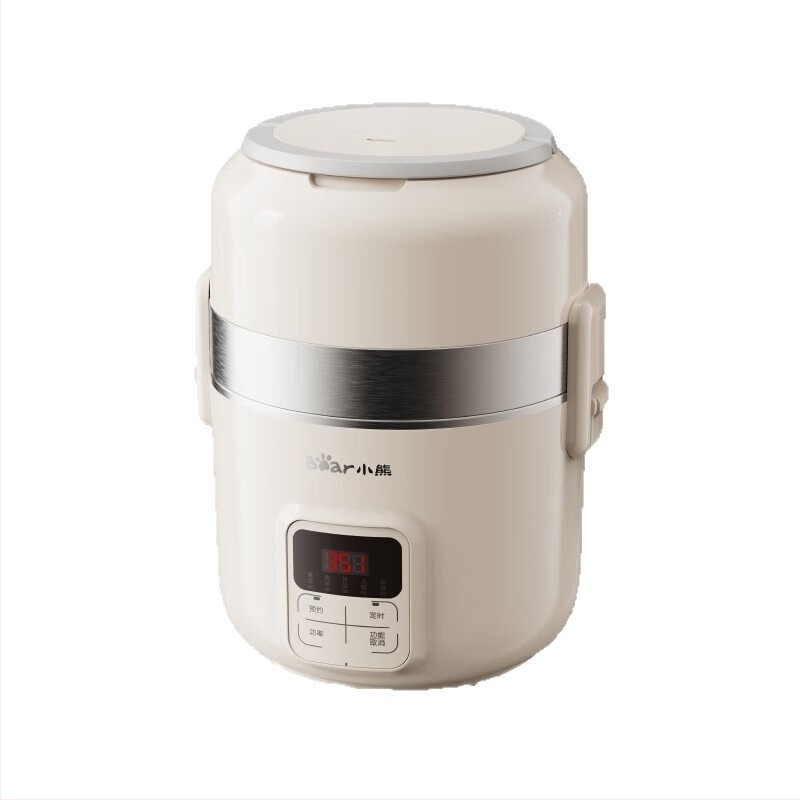 Bear DFH-B20J1 Cutie de prânz izolată în două straturi și mini orezieră electrică, cu temporizator prestabilit, abur și gătire, 2 L capacitate