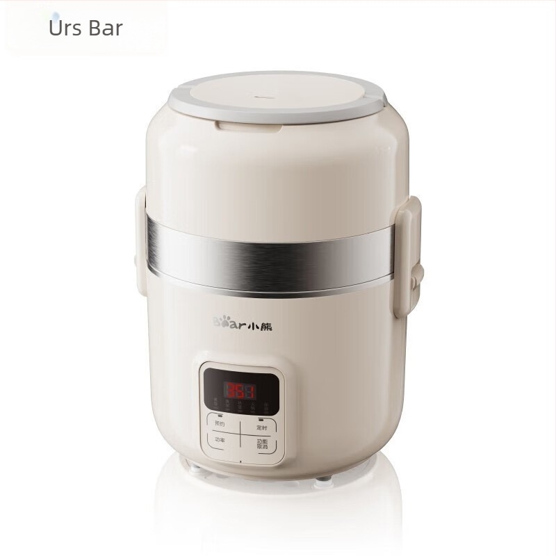 Bear DFH-B20J1 Cutie de prânz izolată în două straturi și mini orezieră electrică, cu temporizator prestabilit, abur și gătire, 2 L capacitate