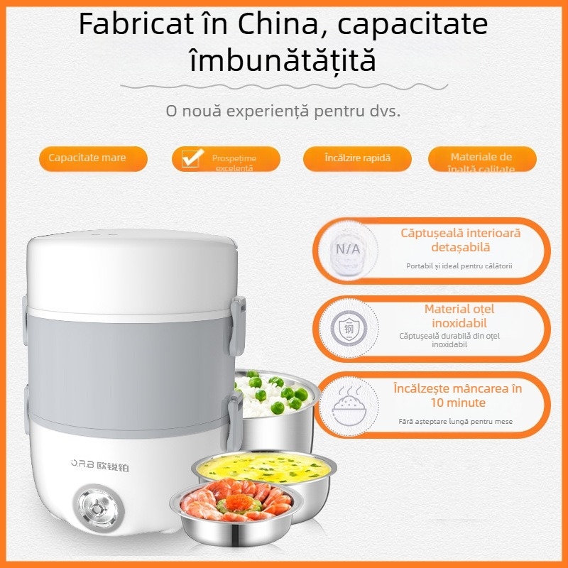 ORB-152 Cutie de prânz electrică, multifuncțională, cu încălzire la priză, recipient portabil izolat pentru mâncare