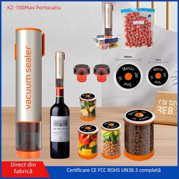 Mașină de vidat USB, sigilare multifuncțională pentru pungile de depozitare a alimentelor și cutiile pentru prânz, corp ABS, model KZ-100