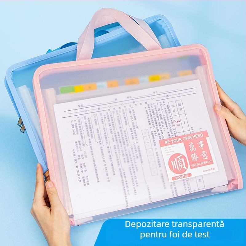 Geantă A4 groasă, tip acordeon, portabilă pentru documente, organizator cu mai multe compartimente, capacitate mare pentru elevii din învățământul primar