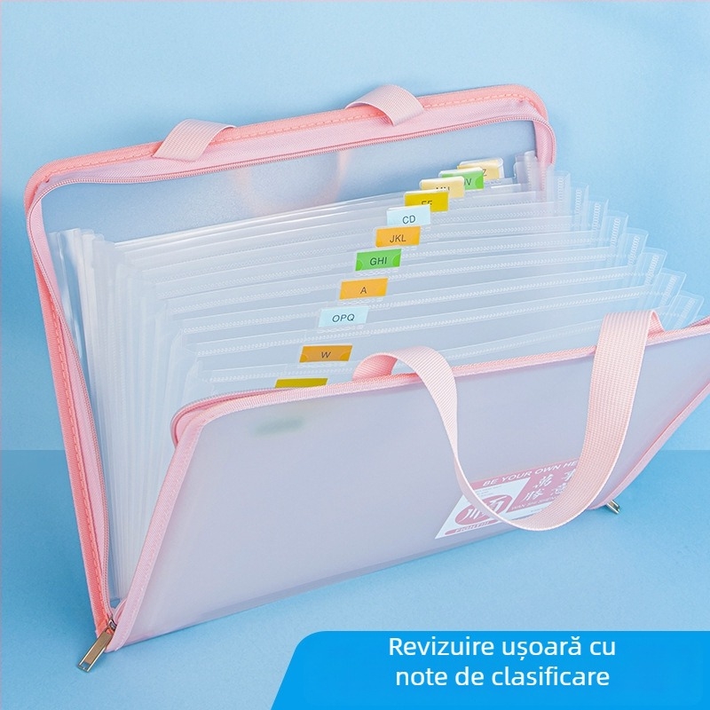 Geantă A4 groasă, tip acordeon, portabilă pentru documente, organizator cu mai multe compartimente, capacitate mare pentru elevii din învățământul primar