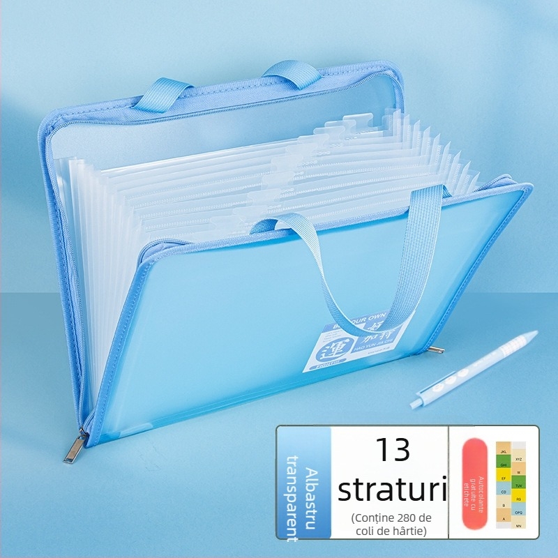 Geantă A4 groasă, tip acordeon, portabilă pentru documente, organizator cu mai multe compartimente, capacitate mare pentru elevii din învățământul primar