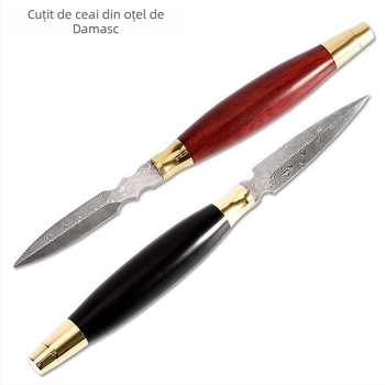 Set de trei piese din oțel inoxidabil pentru ceai Pu'er: cuțit de ceai, linguriță de ceai, clips pentru ceai și ac de ceai; mâner din lemn de santal