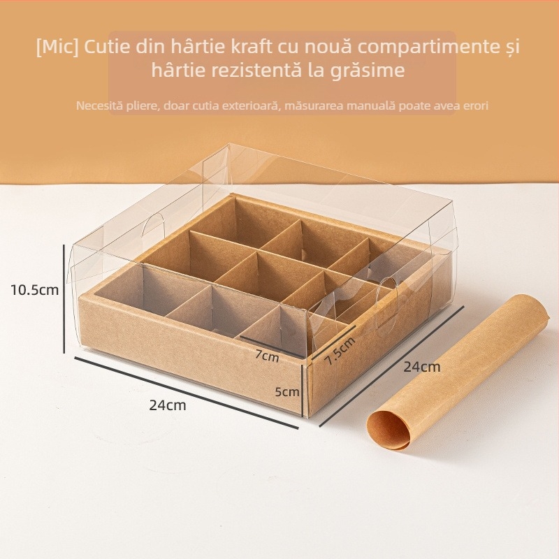 Cutie de prânz de unică folosință din hârtie Kraft pentru picnic în aer liber – cutie Bento pentru sushi, deserturi și fructe