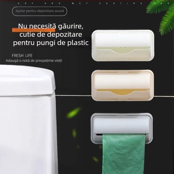 Cutie de depozitare pentru pungile de gunoi, montaj pe perete, fără găuri, cu tragere