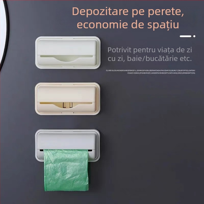 Cutie de depozitare pentru pungile de gunoi, montaj pe perete, fără găuri, cu tragere