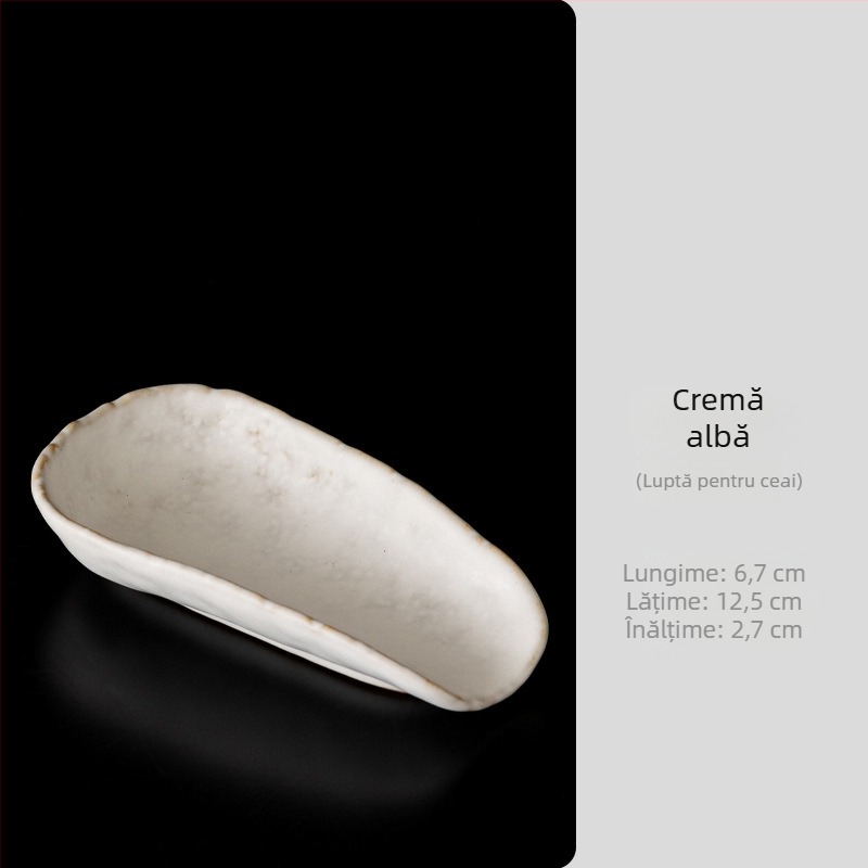 Accesorii ceramice pentru ceremonia ceaiului, crem-alb, lucrate manual, stil Zen japonez, lingură de ceai și spatulă, șase ustensile tradiționale de ceai