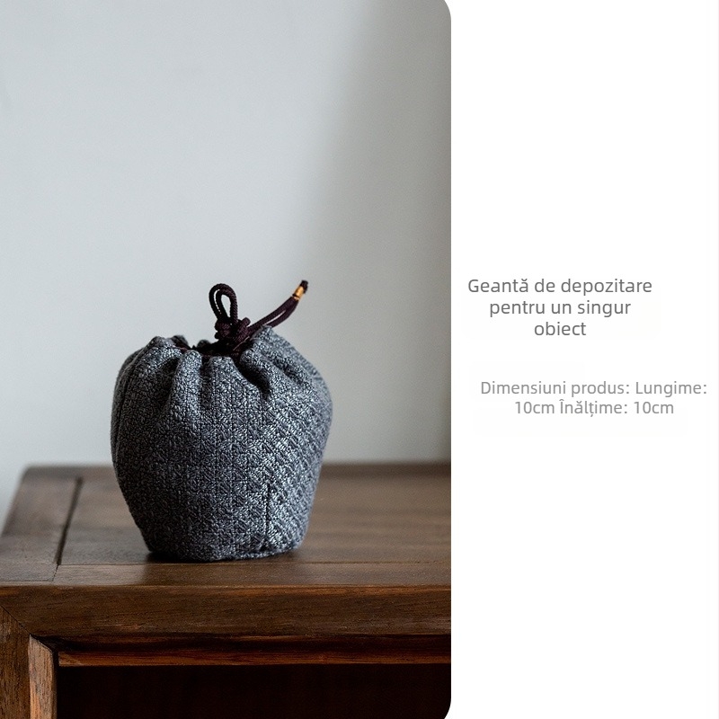 Geantă pentru ceremonia ceaiului, pentru depozitarea accesoriilor de ceai, material din bumbac‑in, căptușeală întărită, geantă de mână, pentru călătorii