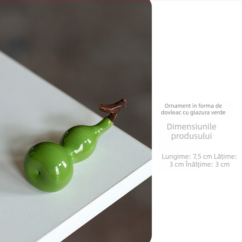 Ceramică handmade în stil japonez, glazură verde, suport pentru pix în formă de dovleac mic, clip pentru ceai, linguriță pentru ceai și raft de depozitare — accesorii pentru ceremonia ceaiului