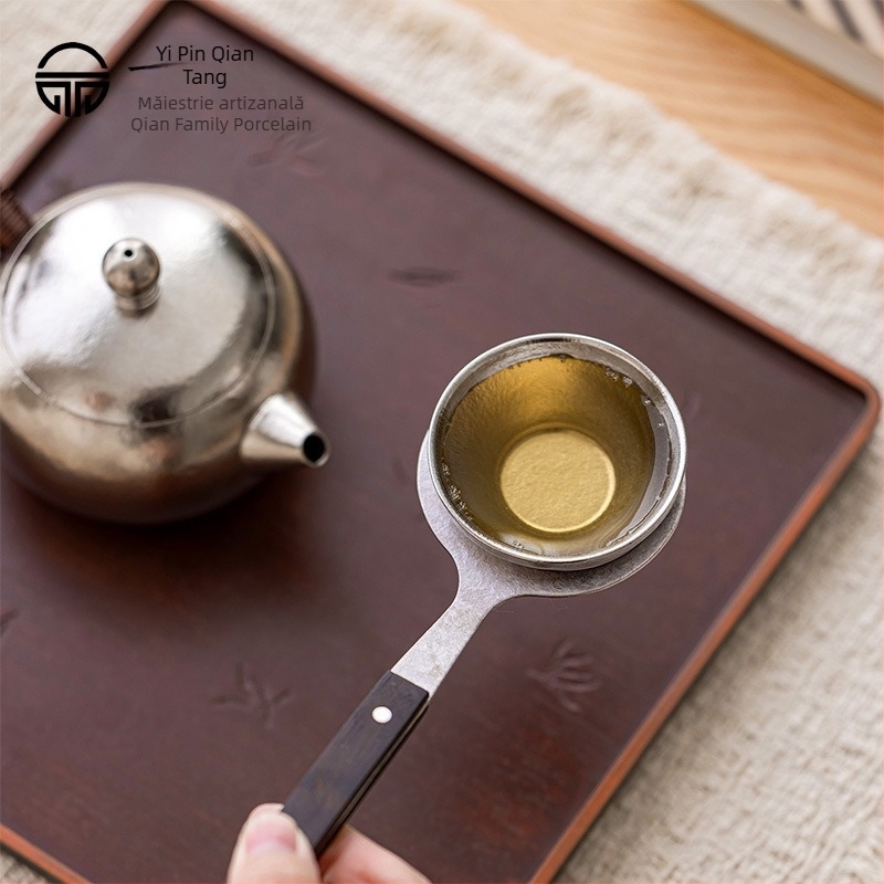 Set Gongfu de ceai din abanos și titan, Șase Domni ai Ceremoniei Ceaiului, accesorii de ceai pentru uz casnic, clește pentru ceai, linguriță de ceai și stilou de ceai