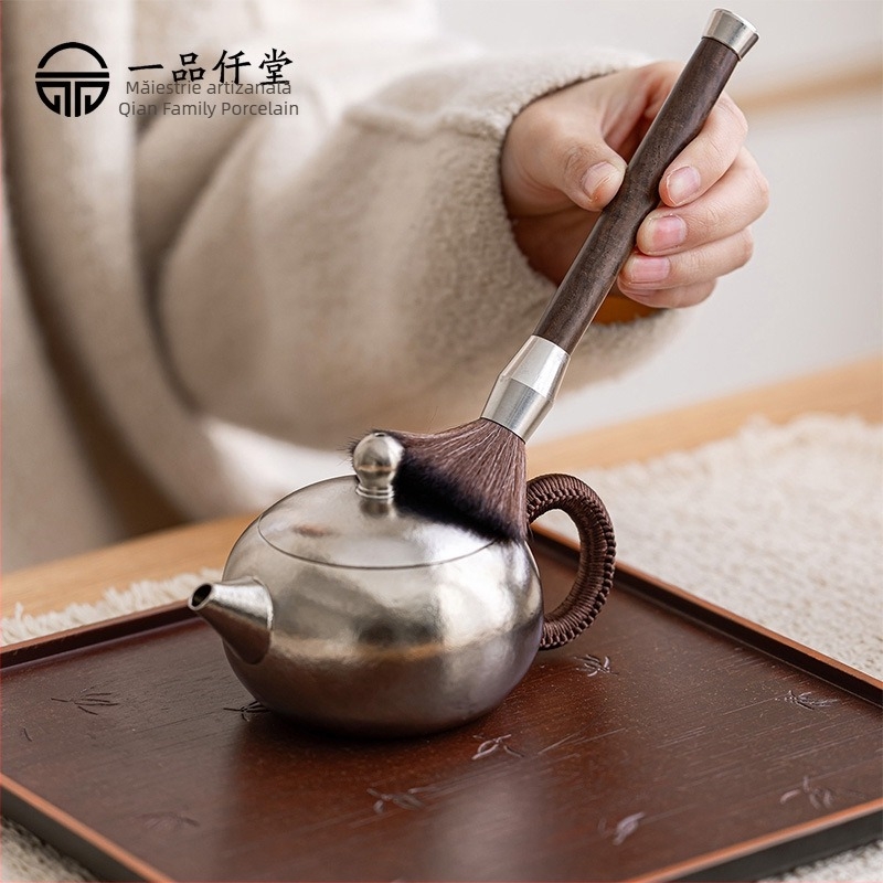 Set Gongfu de ceai din abanos și titan, Șase Domni ai Ceremoniei Ceaiului, accesorii de ceai pentru uz casnic, clește pentru ceai, linguriță de ceai și stilou de ceai