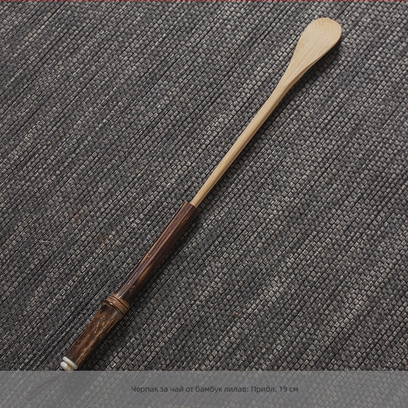 Lingură de ceai din bambus pentru ceremonialul ceaiului, handmade, stil vintage, accesoriu pentru ceai