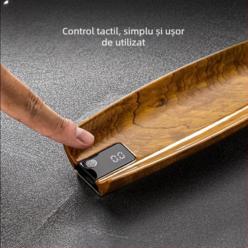 Rongshan Tang cântar digital pentru ceai din lemn masiv Golden Silk Nan, cu distribuitor de frunze de ceai și suport pentru ceai cu afișaj de greutate.
