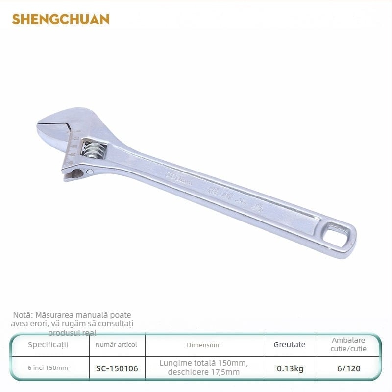 Shengchuan cheie reglabilă, de calitate industrială, multifuncțională, deschidere mare, 8–12 inch
