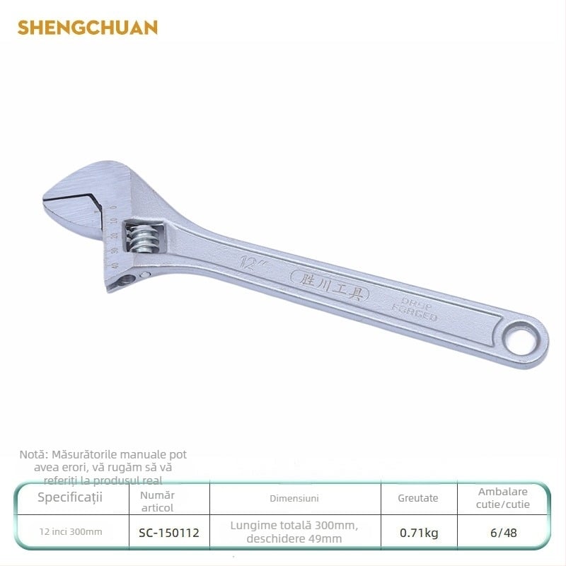 Shengchuan cheie reglabilă, de calitate industrială, multifuncțională, deschidere mare, 8–12 inch