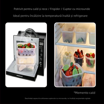 Cutii transparente din plastic, dreptunghiulare, cu capac, set de 5, pentru depozitarea alimentelor proaspete