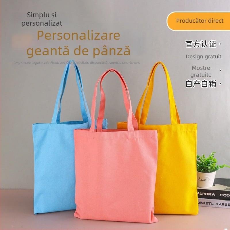 Geantă de pânză colorată pentru cumpărături și depozitare, geantă pentru elevi, geantă din bumbac ecologic, personalizabilă