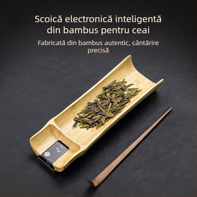 Rongshantang Cântar electronic de ceai din bambus, cu afișaj de greutate pentru ceai de frunze libere