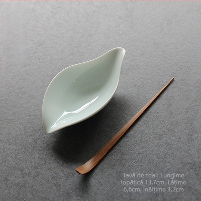 Accesorii pentru ceremonia ceaiului, din ceramică, lucrate manual: linguriță de ceai și lingură de ceai, culoare solidă, stil japonez