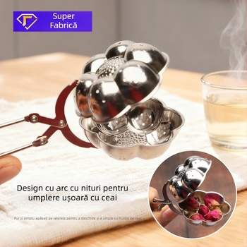 304 oțel inoxidabil — filtru pentru ceainic, plasă de ceai, bilă de ceai cu mâner placat cu aur, clips pentru pliculețe de ceai, accesorii separator ceai