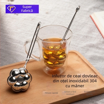 304 oțel inoxidabil — filtru pentru ceainic, plasă de ceai, bilă de ceai cu mâner placat cu aur, clips pentru pliculețe de ceai, accesorii separator ceai