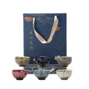 Set de ceai ceramic cu 6 cești și ceainic, în cutie cadou, cadou practic