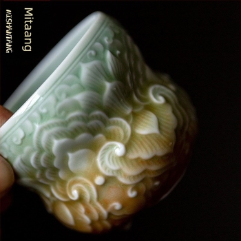Cană mare de ceai în gradient Celadon, ceramică lucrată manual, pentru uz casnic, set de ceai Kung Fu