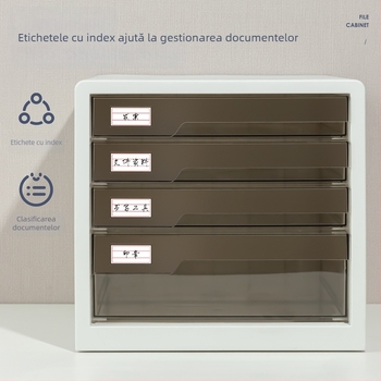 PB100 Dulap de fișiere minimalist pentru birou, sertare transparente, format A4, 5 niveluri