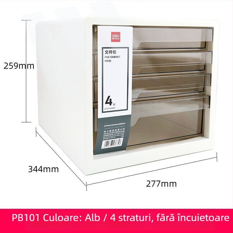 PB100 Dulap de fișiere minimalist pentru birou, sertare transparente, format A4, 5 niveluri